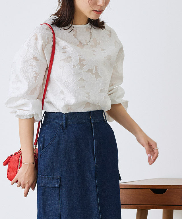 ピエロ Pierrot シアージャカードブラウス (ブラック) ブラック