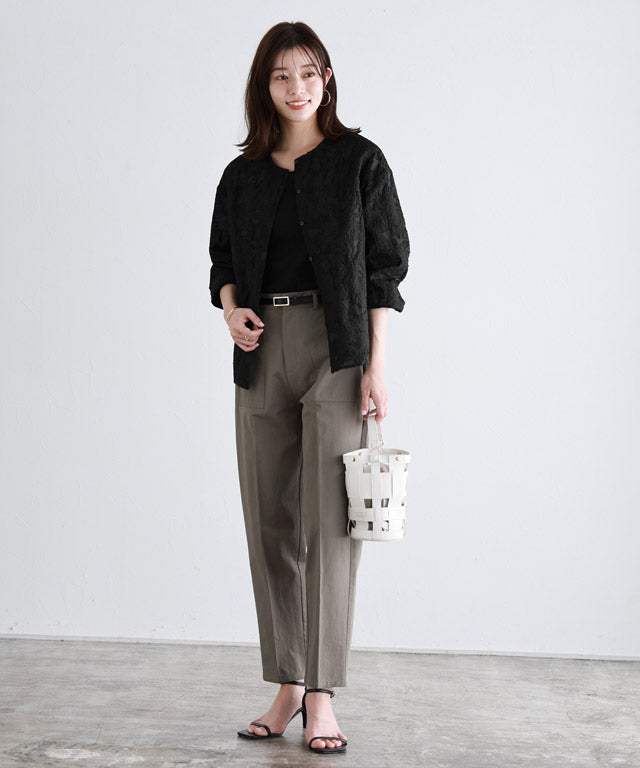 ピエロ Pierrot シアージャカードブラウス (ブラック) ブラック