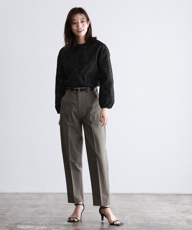 ピエロ Pierrot シアージャカードブラウス (ブラック) ブラック