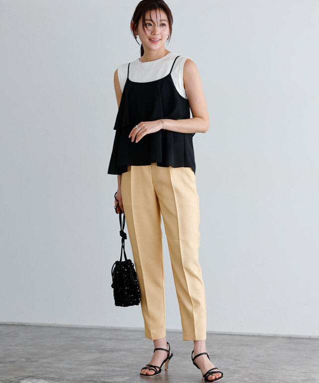 マーベラス バイ ピエロ marvelous by Pierrot 接触冷感リネンライクストレートパンツ (ライトピンク) ライトピンク