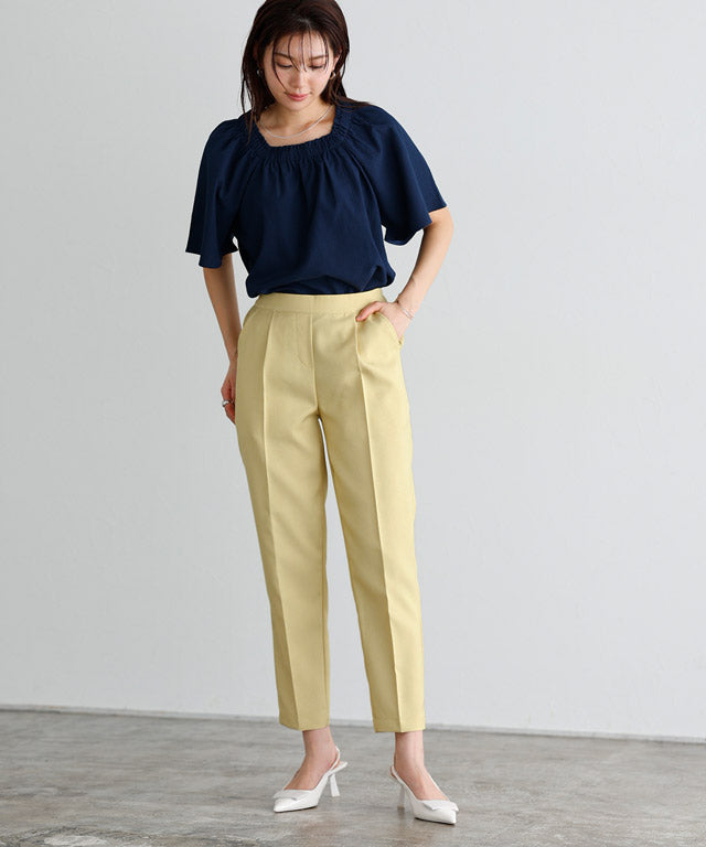 マーベラス バイ ピエロ marvelous by Pierrot 【高身長向け】接触冷感リネンライクストレートパンツ (イエロー) イエロー