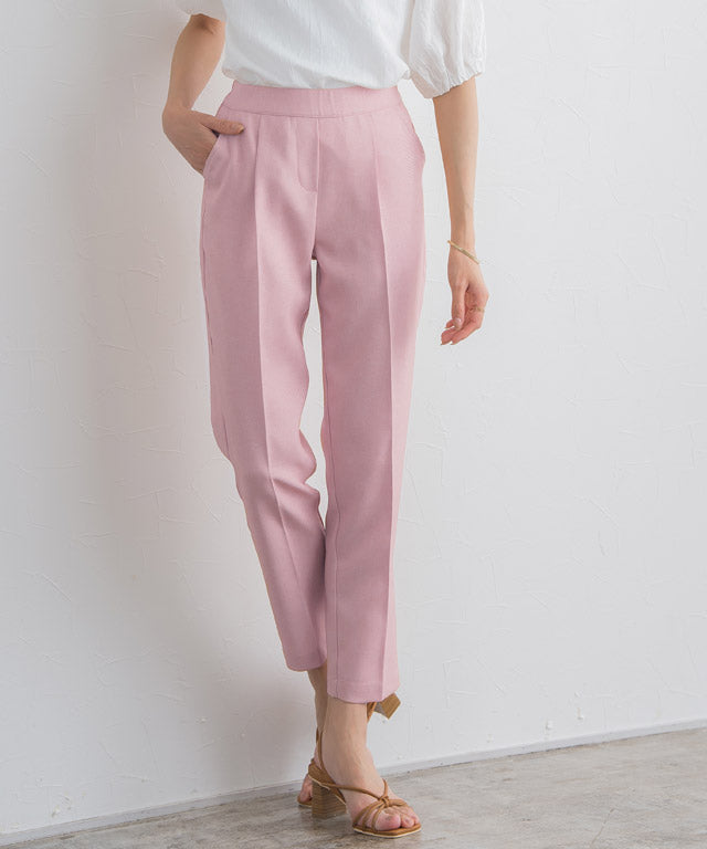 マーベラス バイ ピエロ marvelous by Pierrot 【高身長向け】接触冷感リネンライクストレートパンツ (ライトピンク) ライトピンク