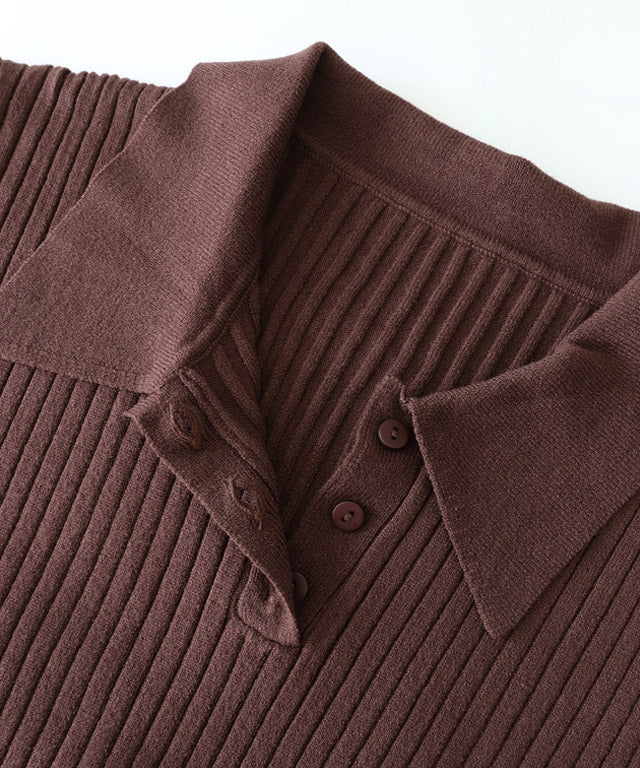 Collared Ribbed Knit Dress