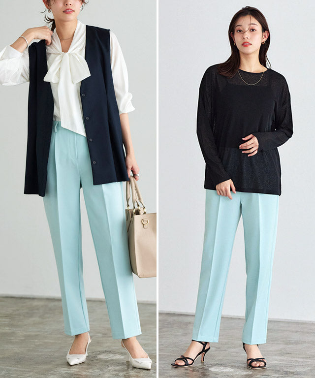 マーベラス バイ ピエロ marvelous by Pierrot  【高身長向け】【NHK「あさイチ」紹介  10サイズ展開】高見えゆるテーパードパンツ,ブルーミント