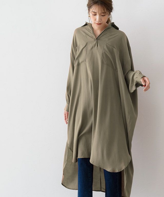 Henry Neck Tunic Shirt Dress