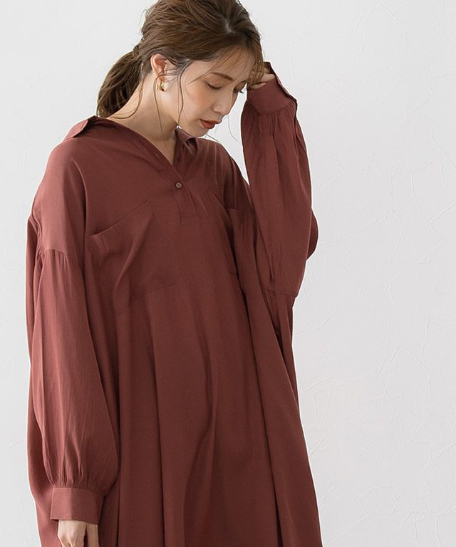 Henry Neck Tunic Shirt Dress