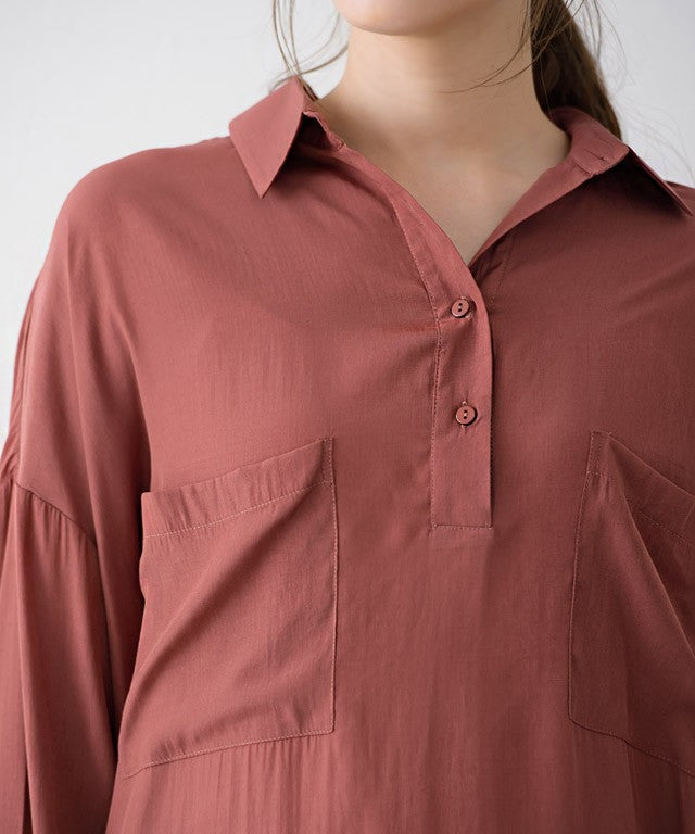 Henry Neck Tunic Shirt Dress