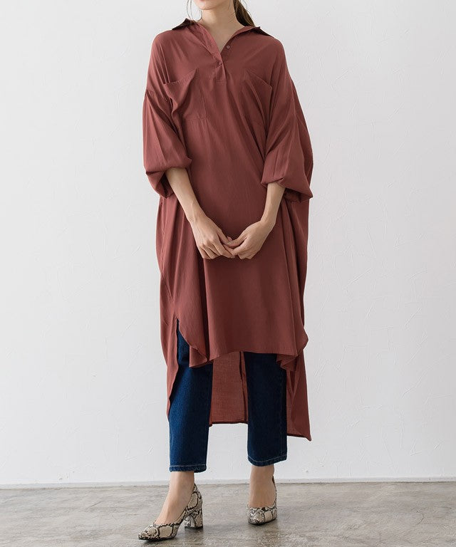 Henry Neck Tunic Shirt Dress