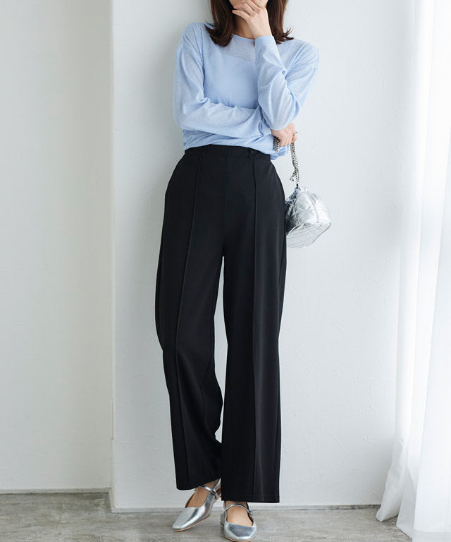 ペアスキンピンタックストレートパンツ