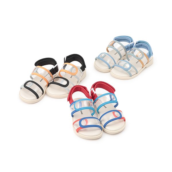 プティマイン petit main 配色クリアサンダル (クロ) クロ