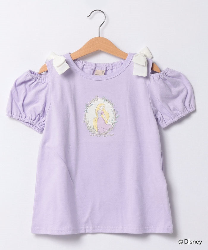 プティマイン petit main 【Disney】2way肩リボンTシャツ,ラベンダ-