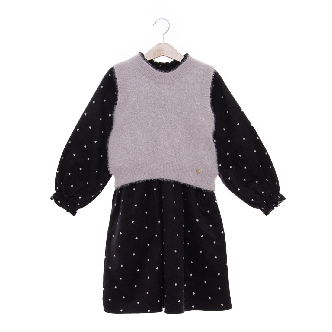 プティマイン petit main 【リンク】ベスト付き柄ワンピース