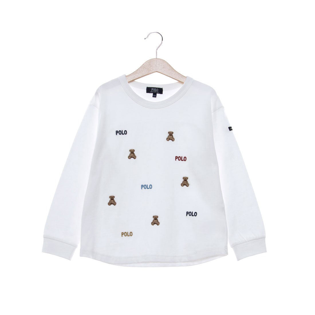 プティマイン petit main 【POLO BCS】くまロゴ刺繍長袖Tシャツ
