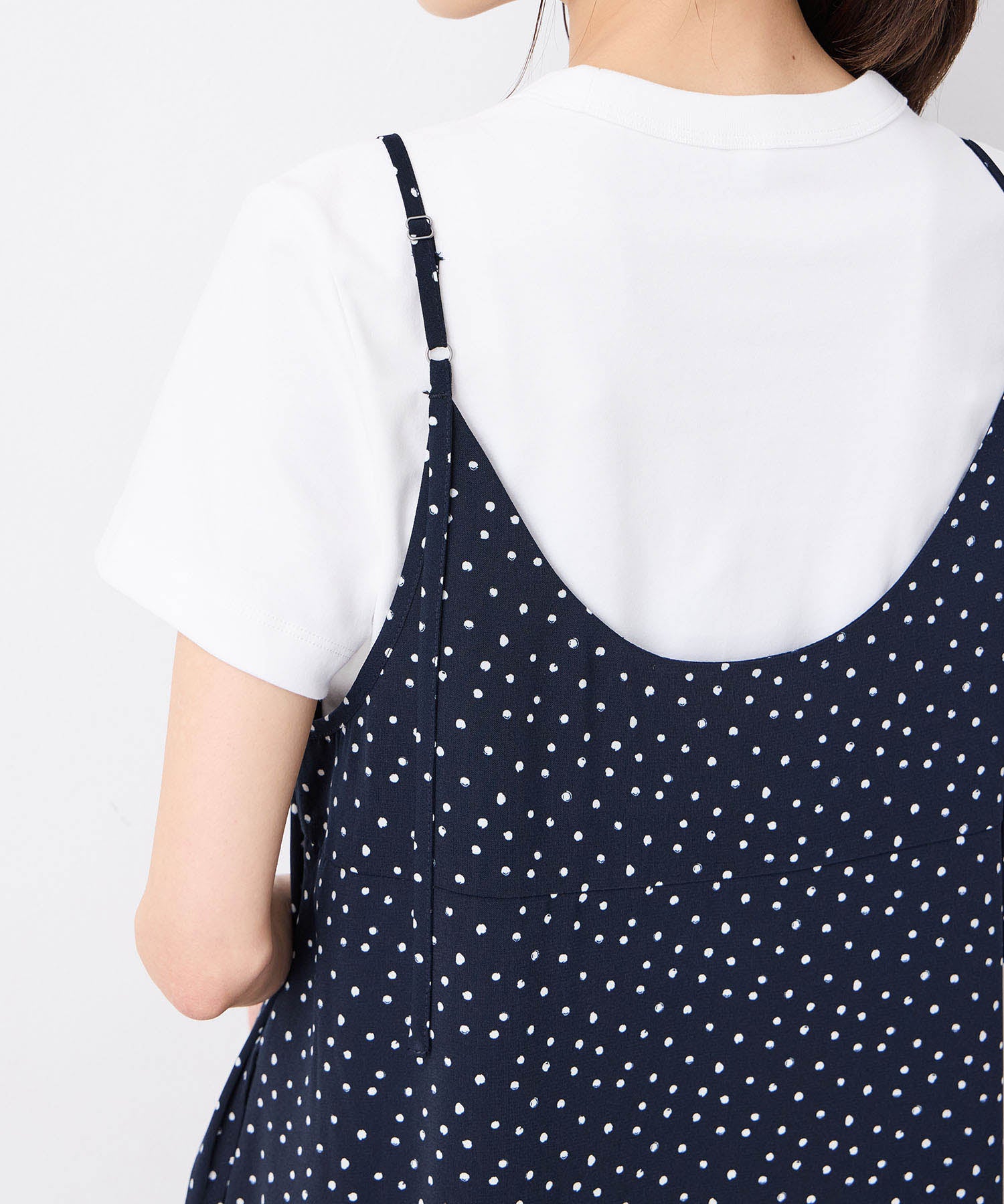 プチ オンフルール Petit Honfleur 【接触冷感】ドットプリントキャミワンピース (ネイビー) ネイビー