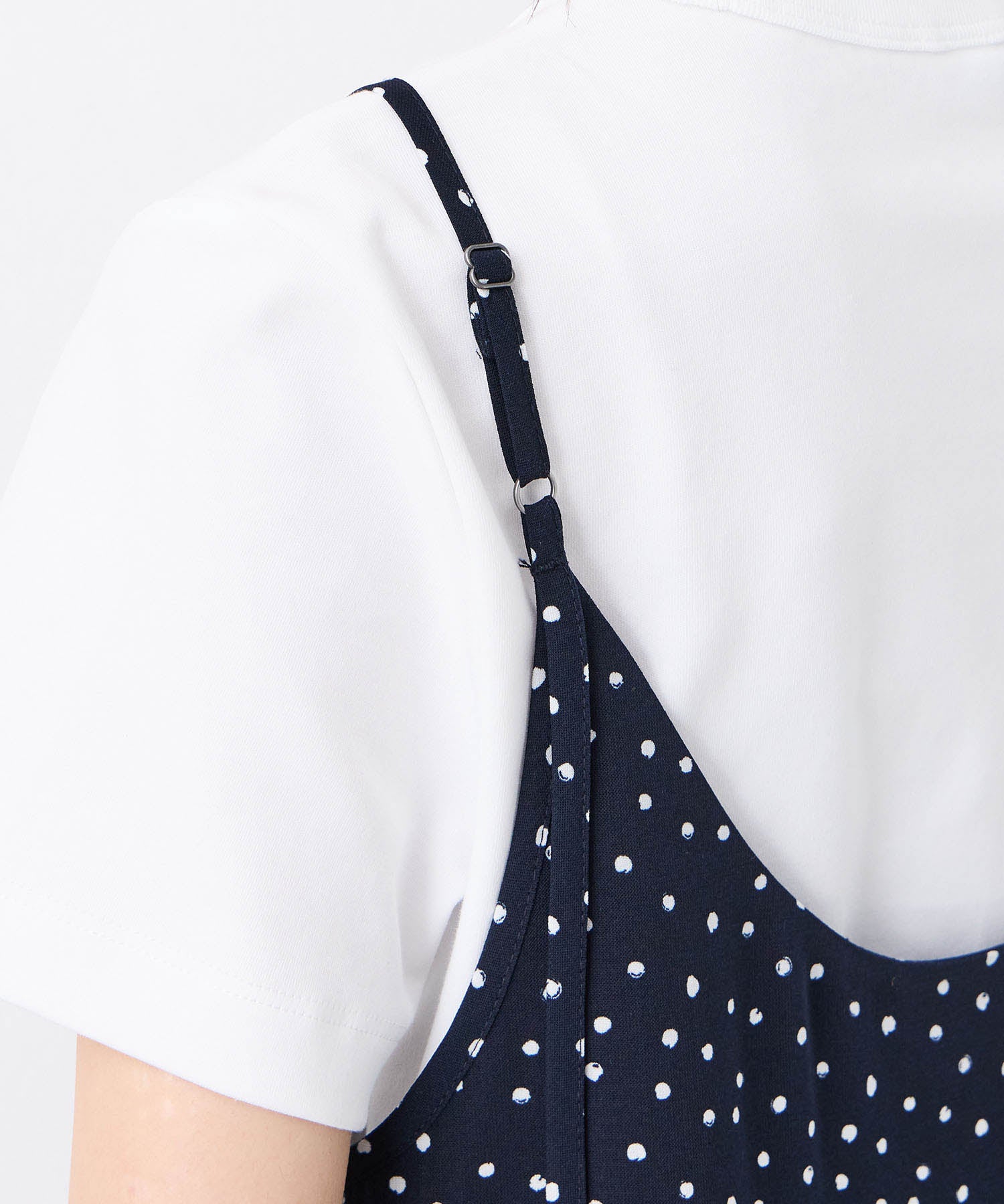 プチ オンフルール Petit Honfleur 【接触冷感】ドットプリントキャミワンピース (ネイビー) ネイビー