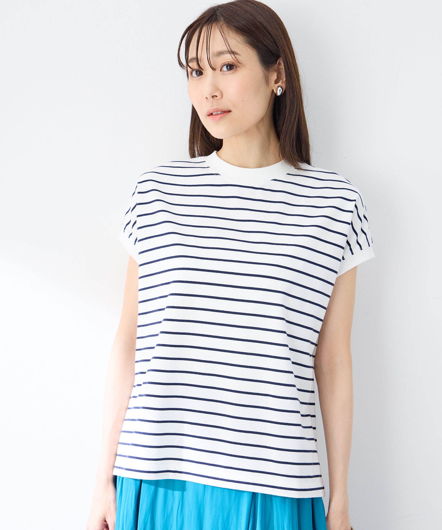 プチ オンフルール Petit Honfleur 【UVカット】【接触冷感】ボーダーTシャツ (ホワイト) ホワイト