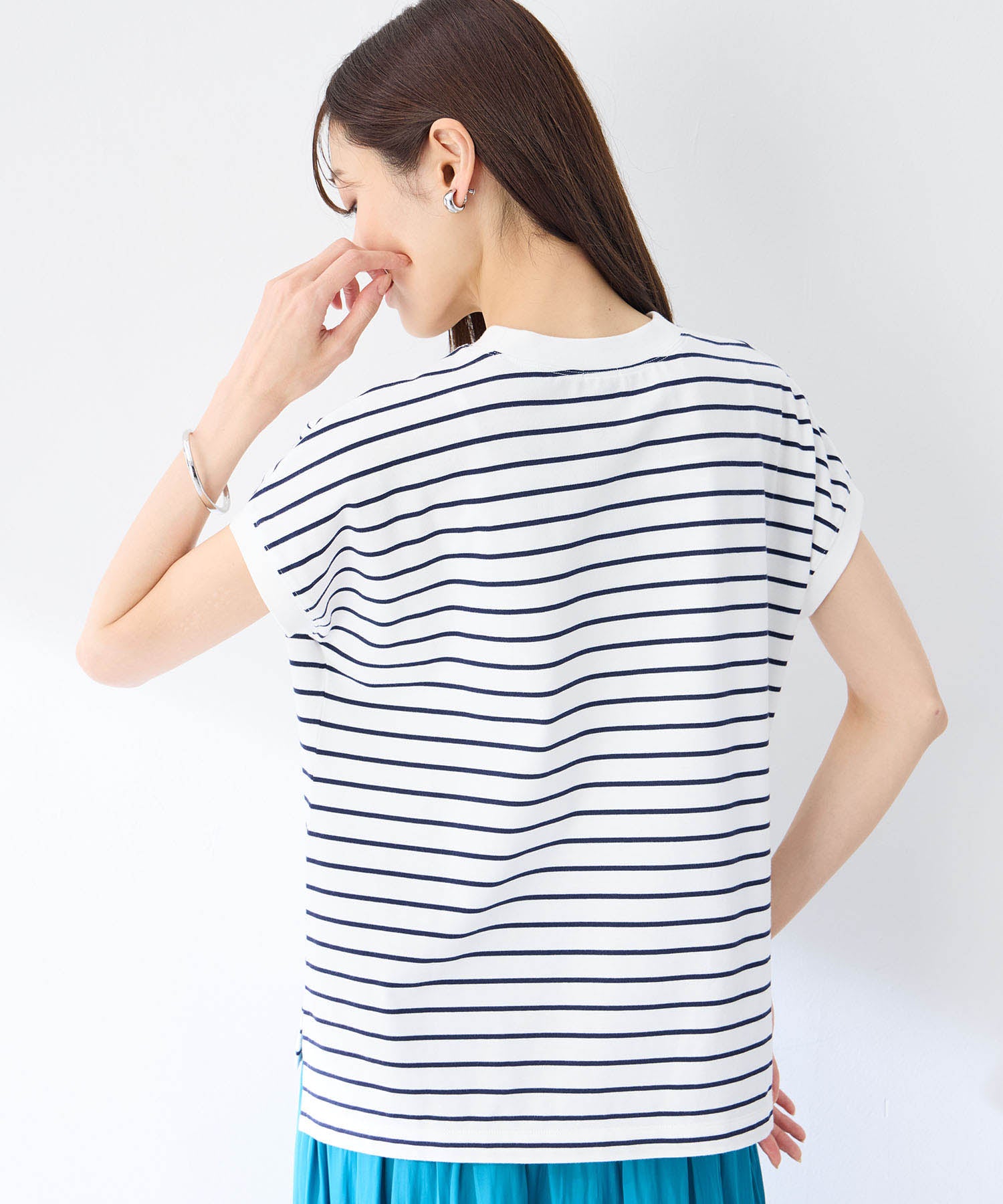 プチ オンフルール Petit Honfleur 【UVカット】【接触冷感】ボーダーTシャツ (ホワイト) ホワイト