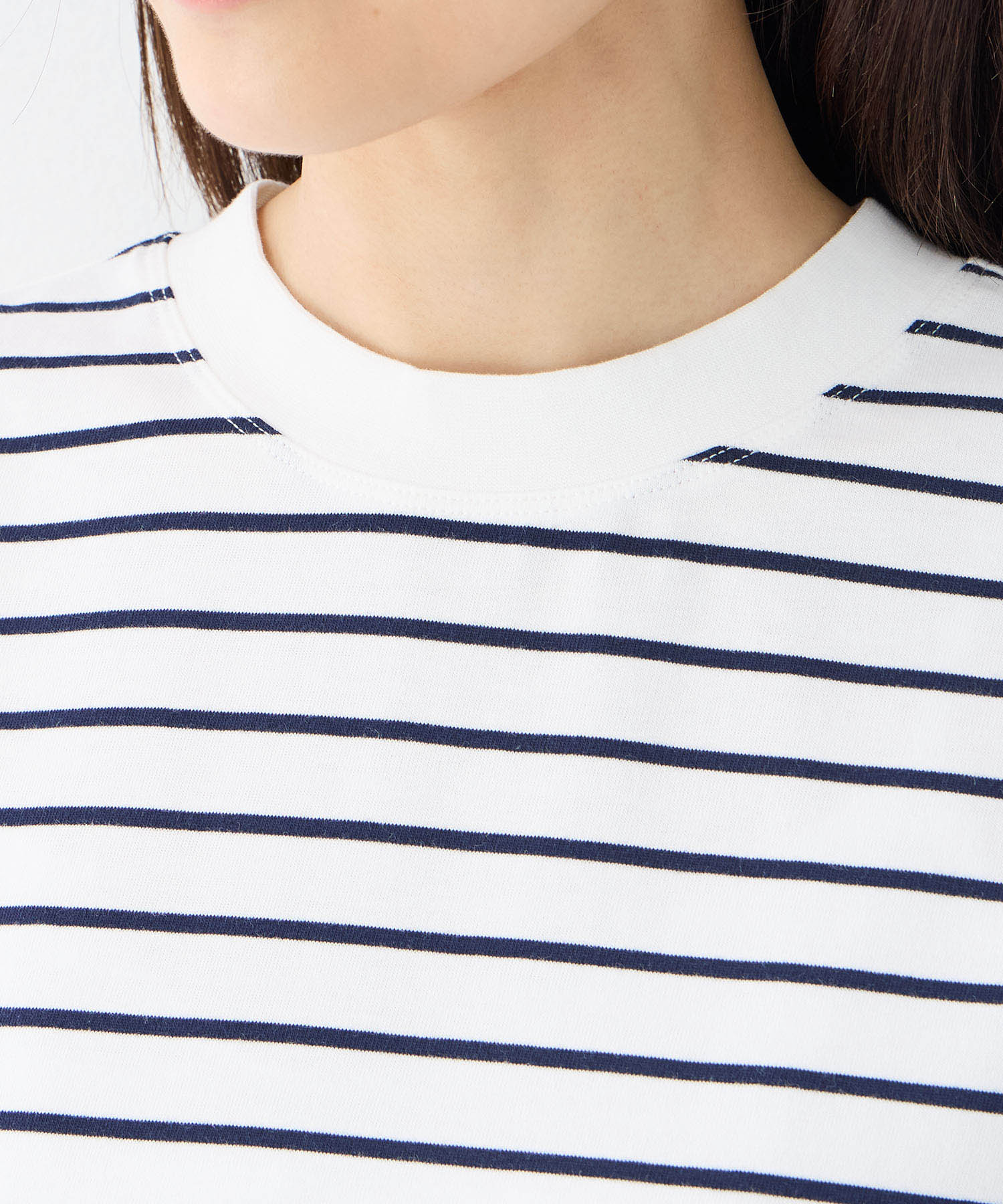 プチ オンフルール Petit Honfleur 【UVカット】【接触冷感】ボーダーTシャツ (ホワイト) ホワイト