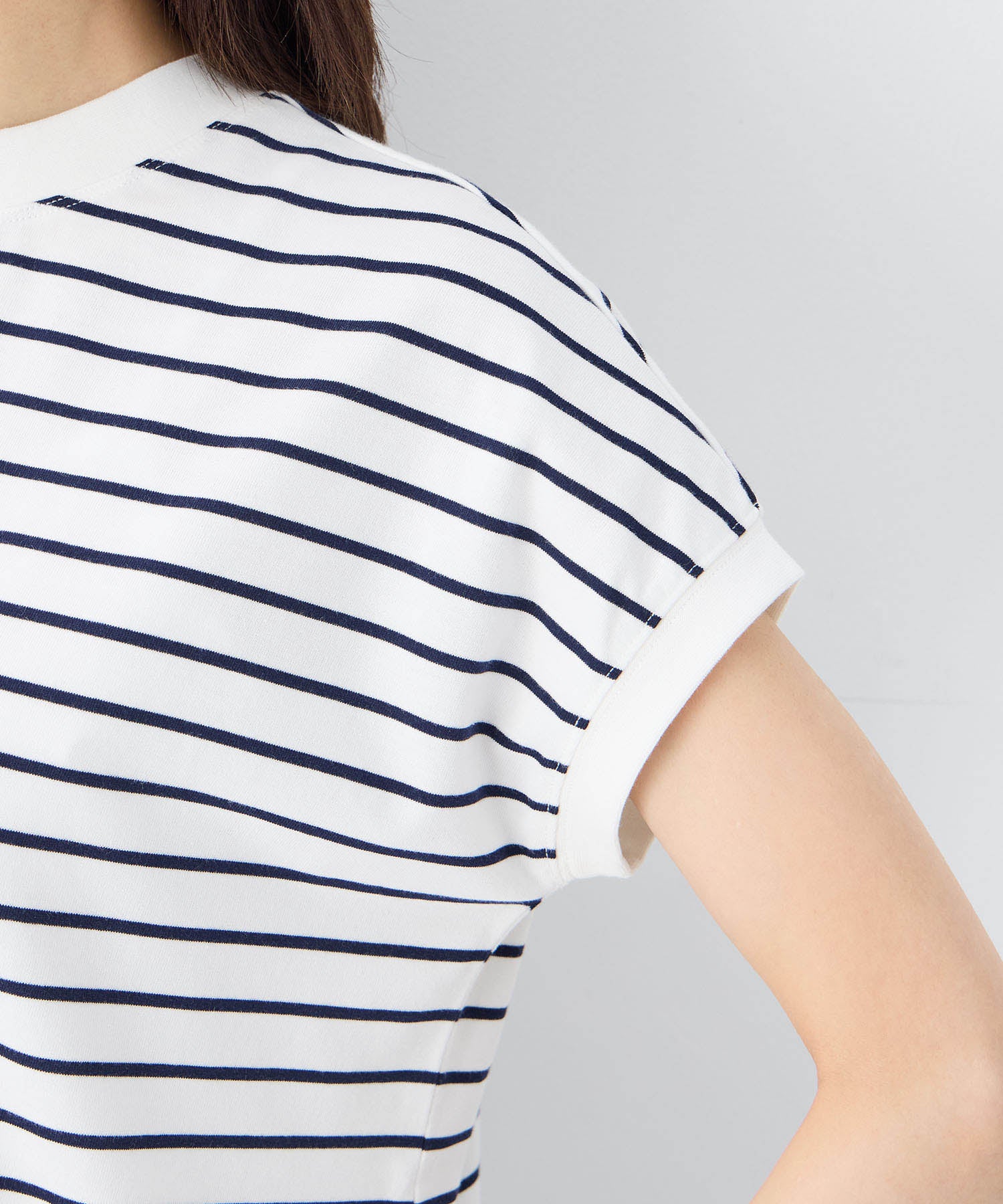 プチ オンフルール Petit Honfleur 【UVカット】【接触冷感】ボーダーTシャツ (ホワイト) ホワイト