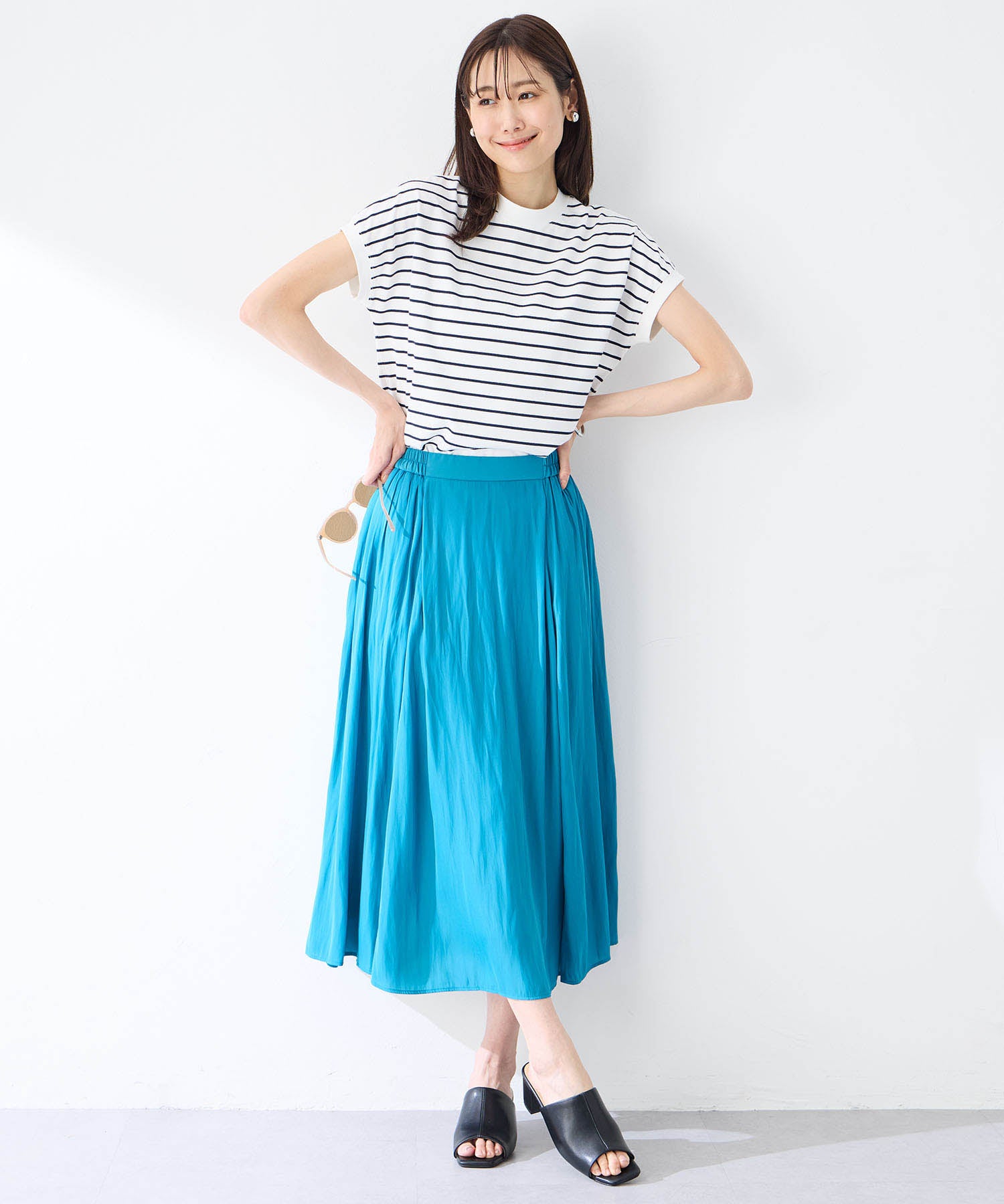 プチ オンフルール Petit Honfleur 【UVカット】【接触冷感】ボーダーTシャツ (ホワイト) ホワイト