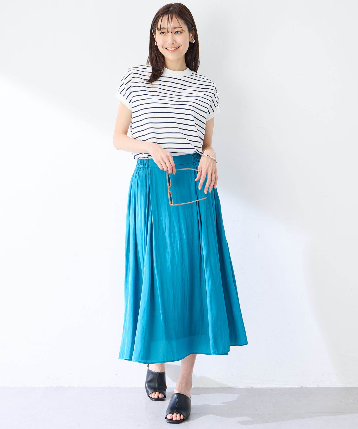 プチ オンフルール Petit Honfleur 【UVカット】【接触冷感】ボーダーTシャツ (ホワイト) ホワイト