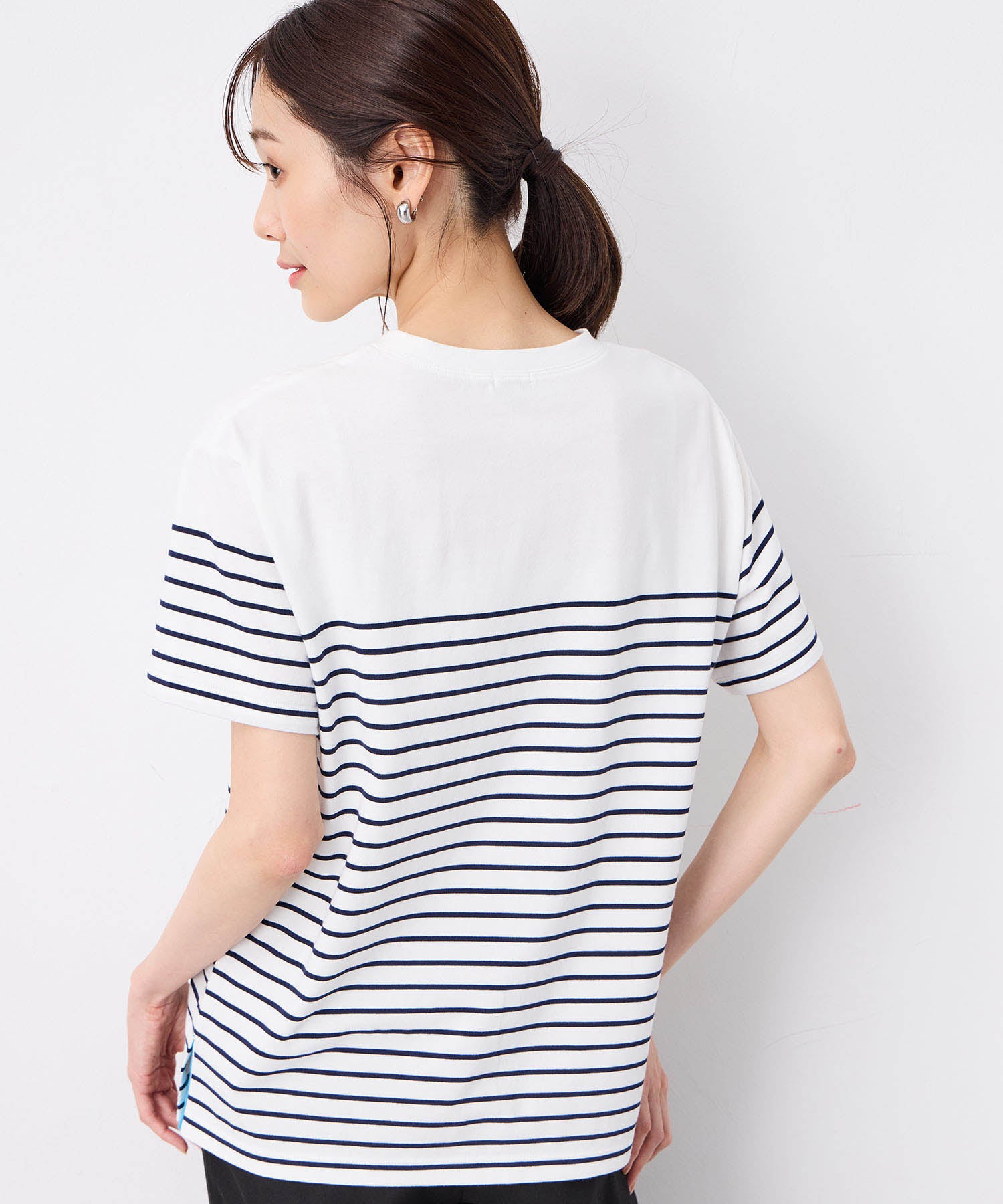 プチ オンフルール Petit Honfleur 【UVカット】【接触冷感】パネルボーダーTシャツ (ピンク) ピンク