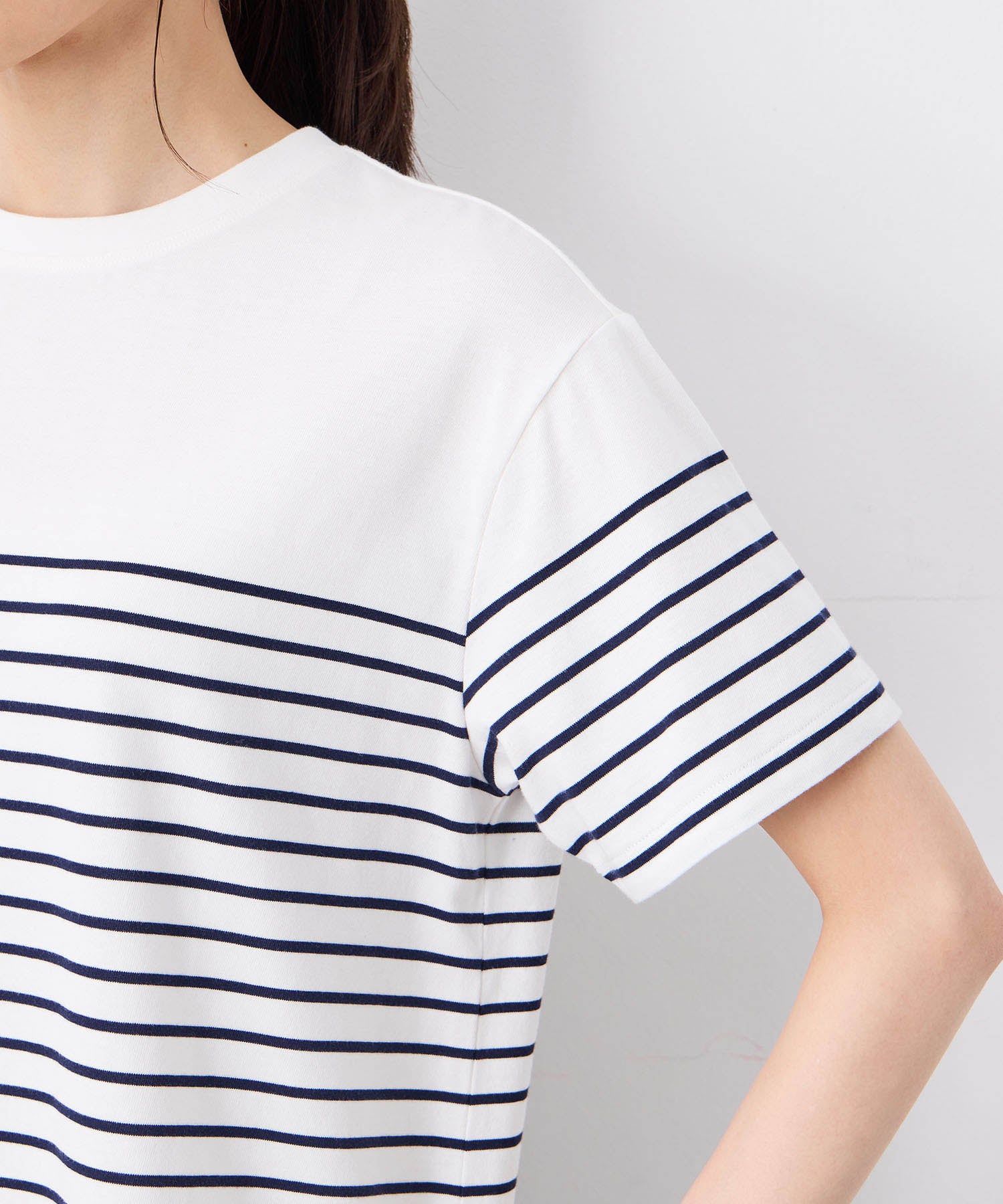 プチ オンフルール Petit Honfleur 【UVカット】【接触冷感】パネルボーダーTシャツ (ピンク) ピンク