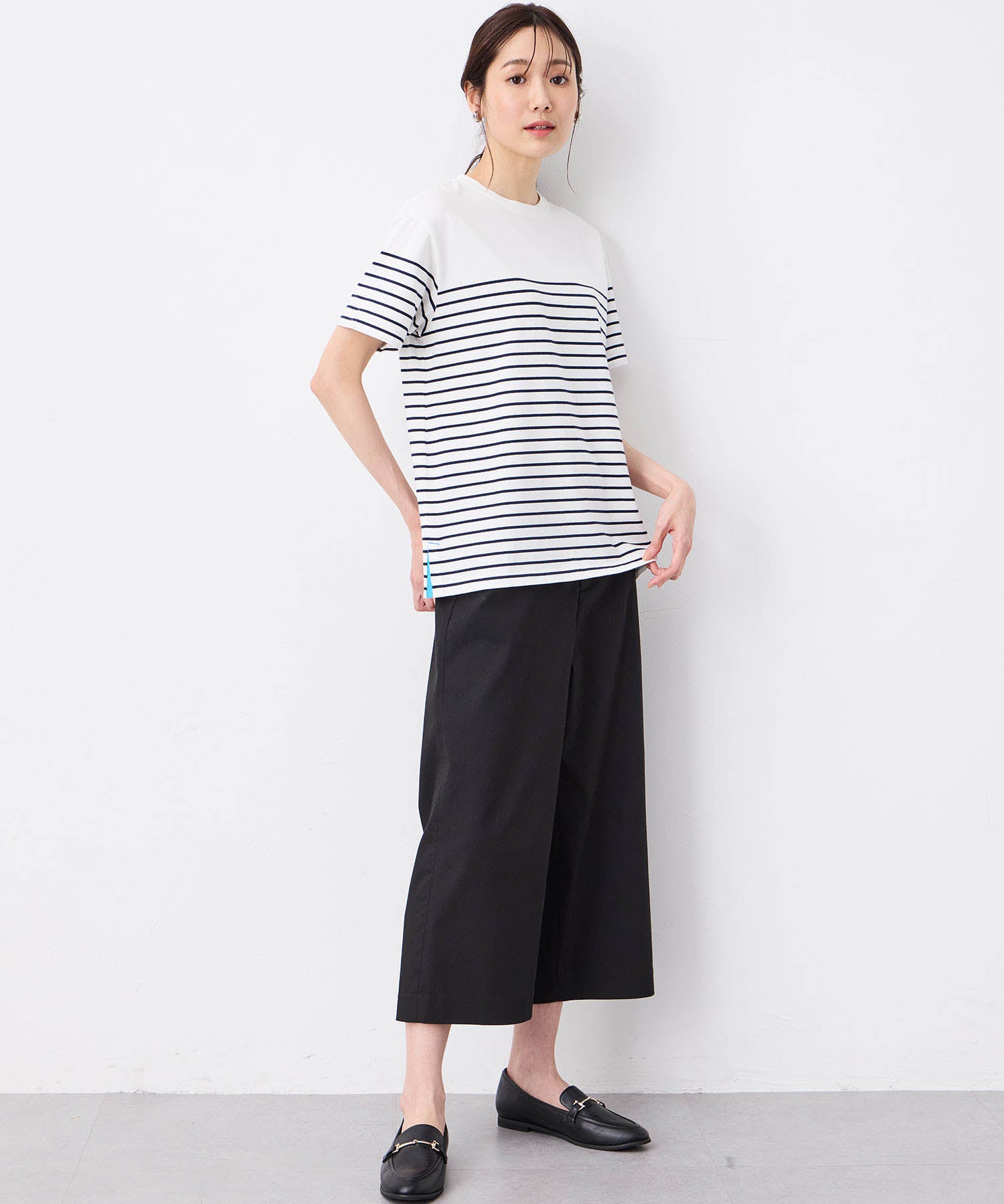 プチ オンフルール Petit Honfleur 【UVカット】【接触冷感】パネルボーダーTシャツ (ピンク) ピンク