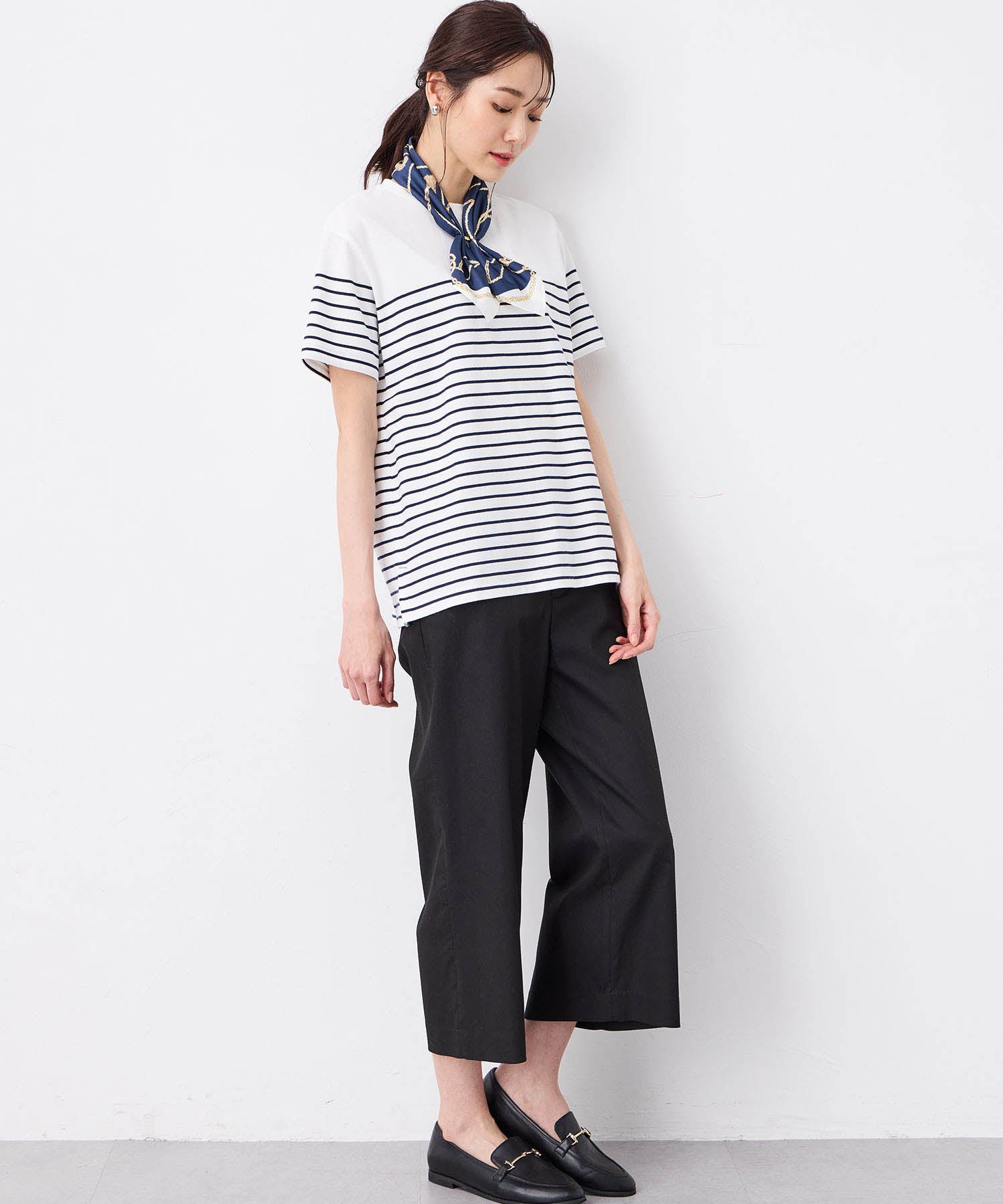 プチ オンフルール Petit Honfleur 【UVカット】【接触冷感】パネルボーダーTシャツ (ピンク) ピンク