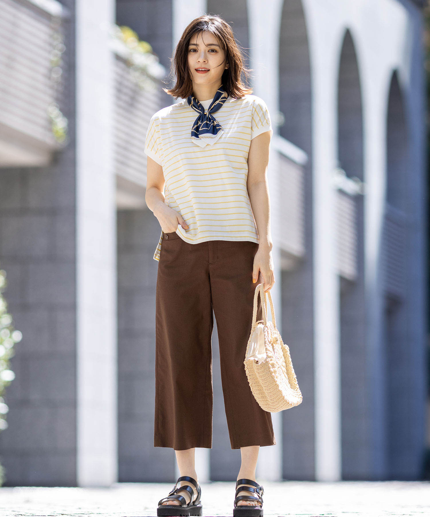 プチ オンフルール Petit Honfleur 【接触冷感】スカーフ (ブルー) ブルー