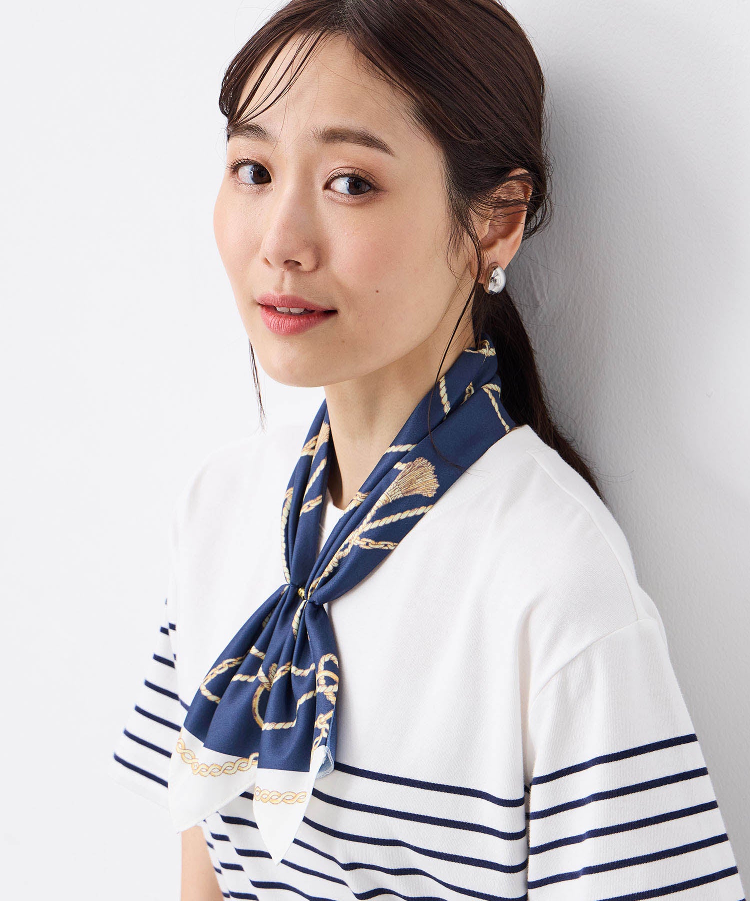 プチ オンフルール Petit Honfleur 【接触冷感】スカーフ (ネイビー) ネイビー