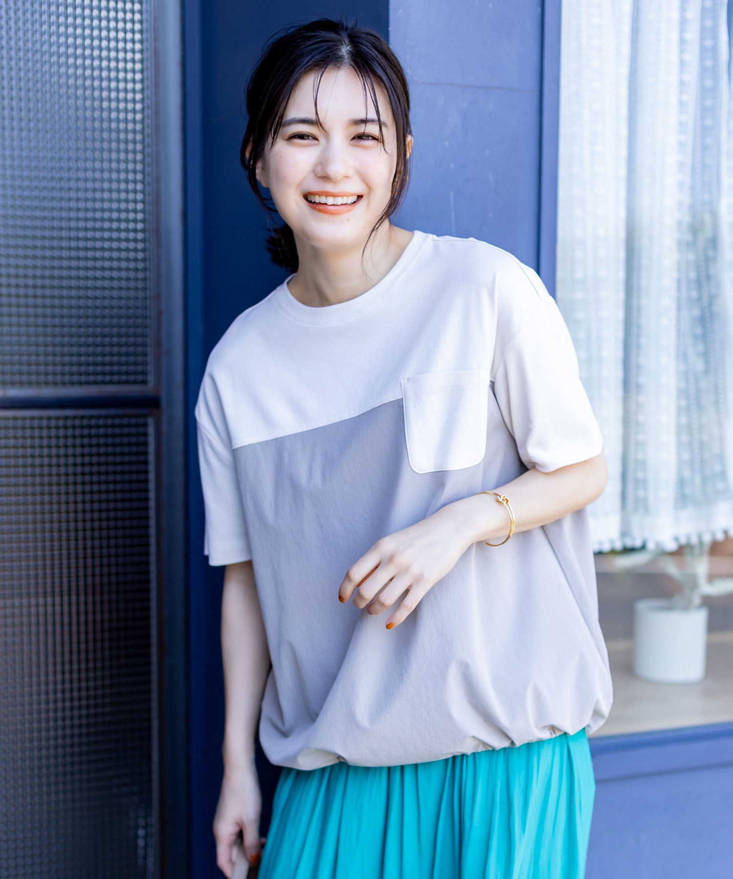 プチ オンフルール Petit Honfleur 【冷感】【UVカット】ドッキングポケットプルオーバー (グレー) グレー