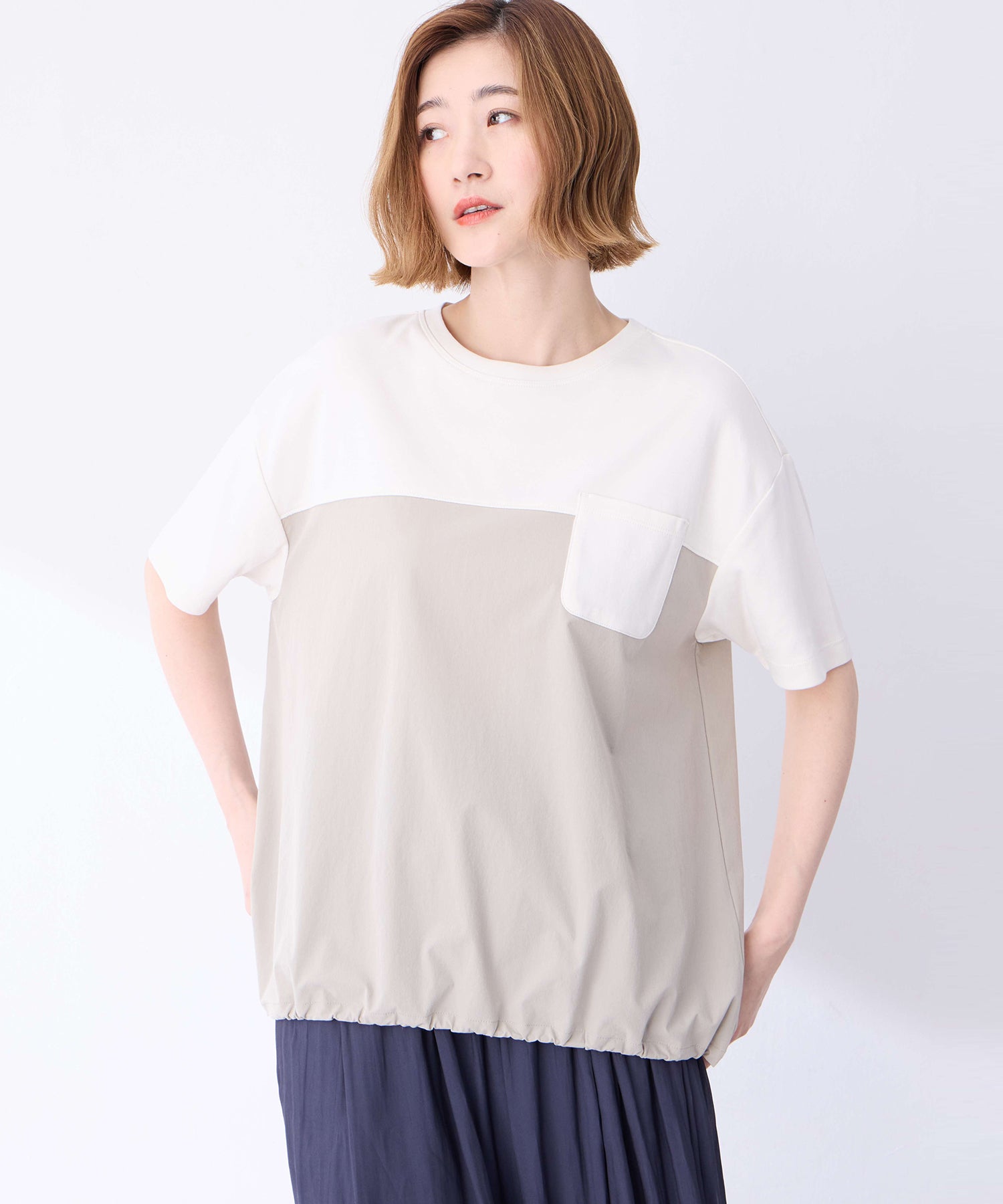 プチ オンフルール Petit Honfleur 【冷感】【UVカット】ドッキングポケットプルオーバー (グレー) グレー