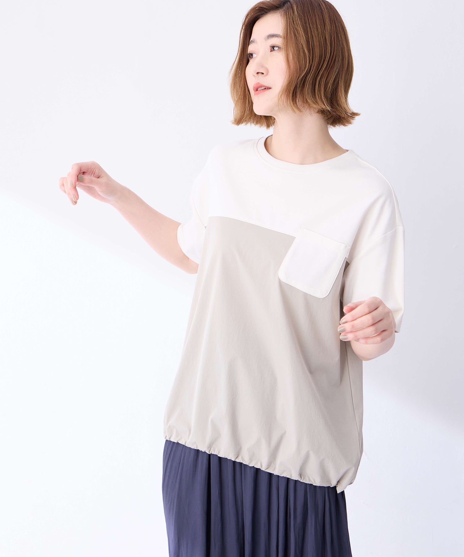 プチ オンフルール Petit Honfleur 【冷感】【UVカット】ドッキングポケットプルオーバー (グレー) グレー