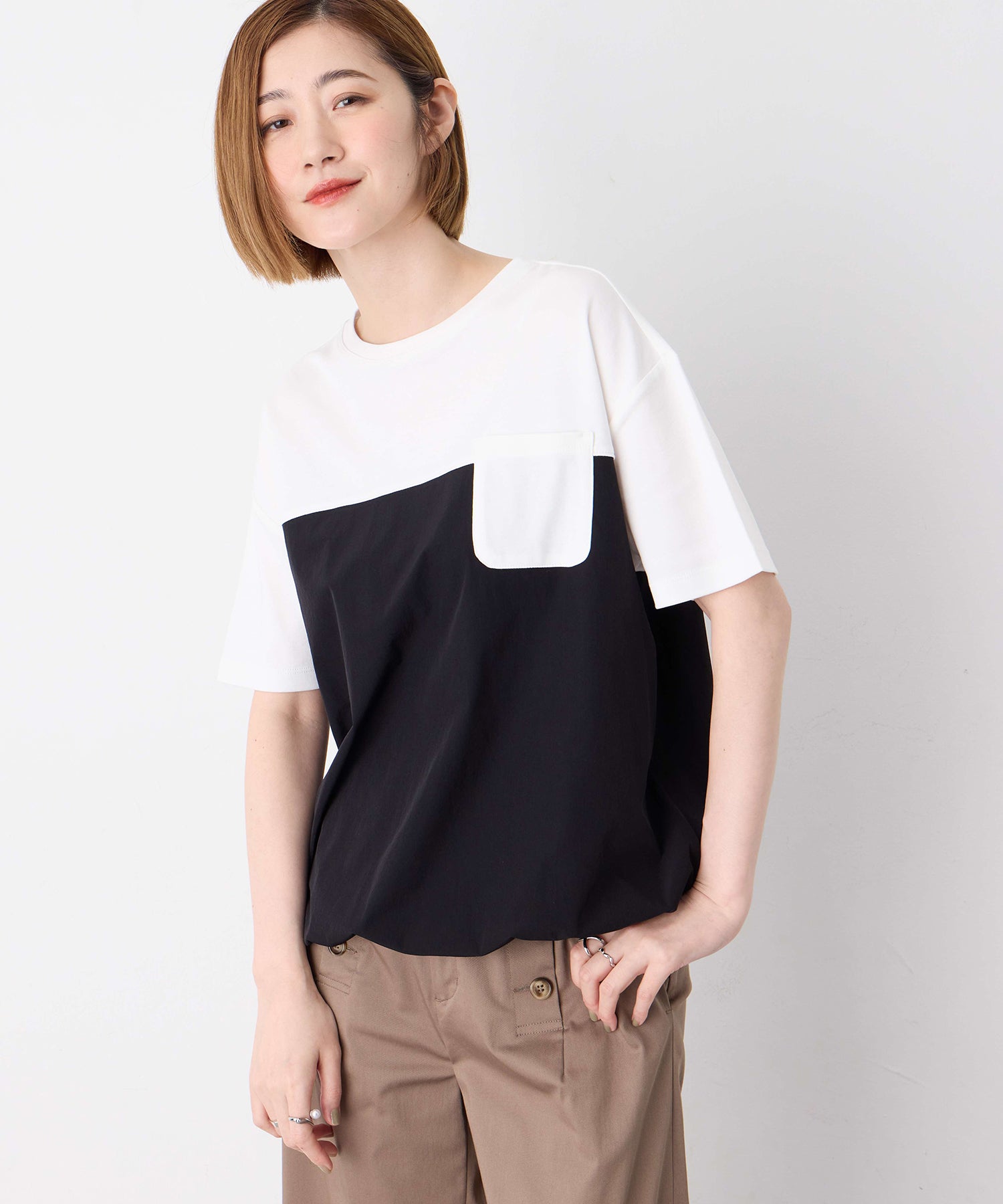 プチ オンフルール Petit Honfleur 【冷感】【UVカット】ドッキングポケットプルオーバー (グレー) グレー