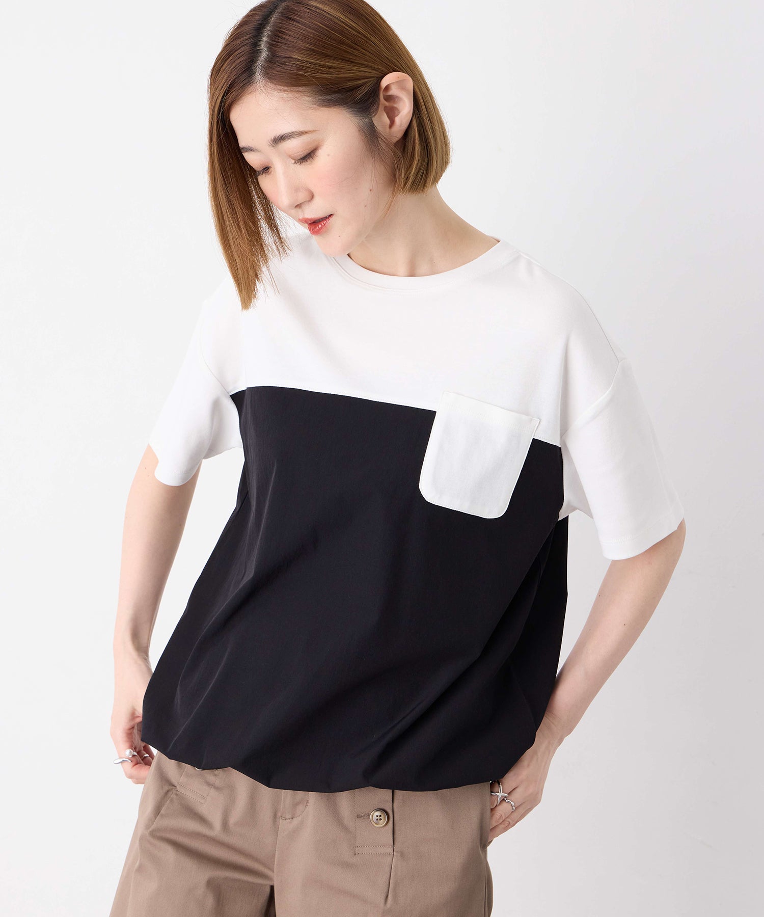 プチ オンフルール Petit Honfleur 【冷感】【UVカット】ドッキングポケットプルオーバー (グレー) グレー