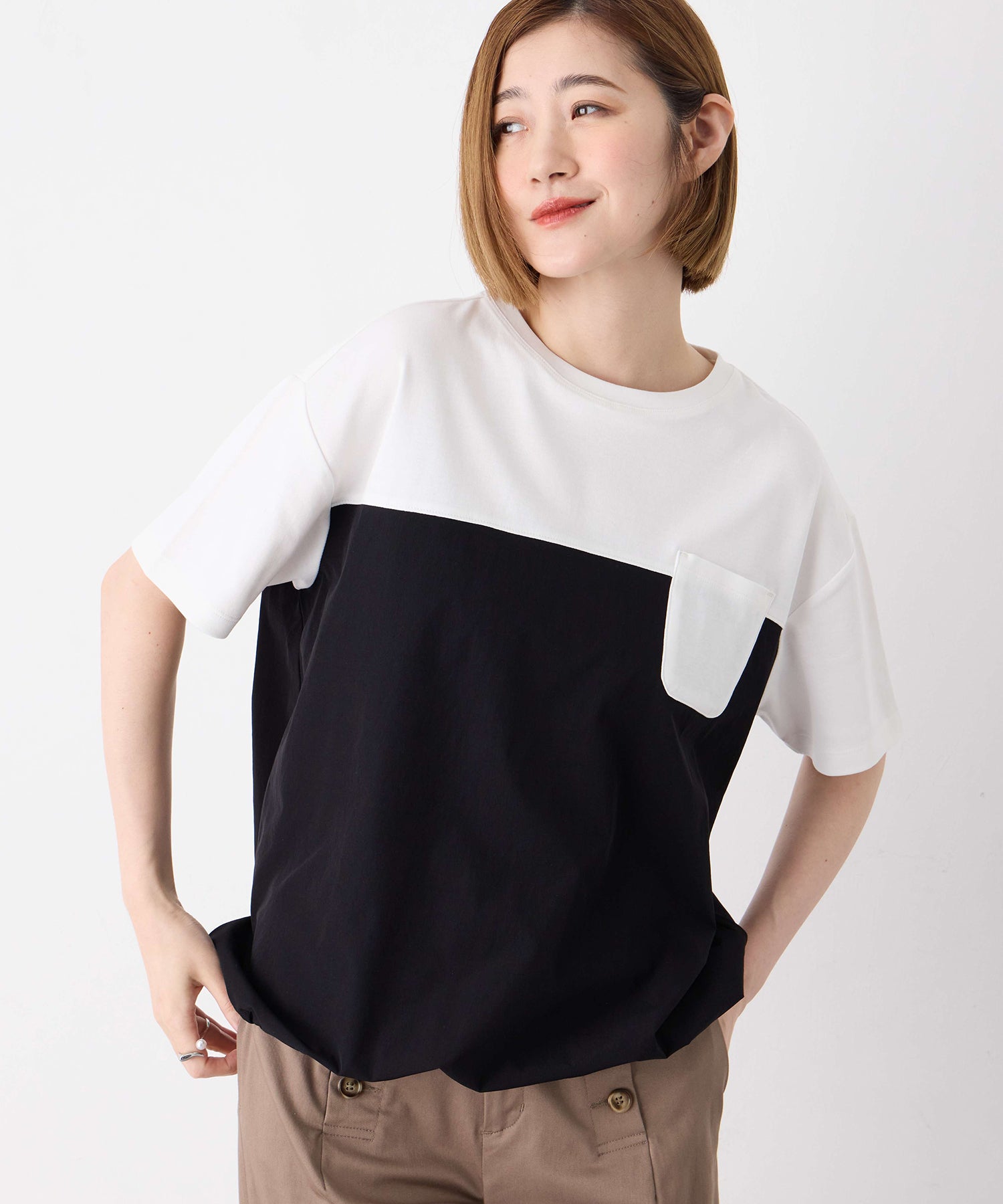 プチ オンフルール Petit Honfleur 【冷感】【UVカット】ドッキングポケットプルオーバー (グレー) グレー