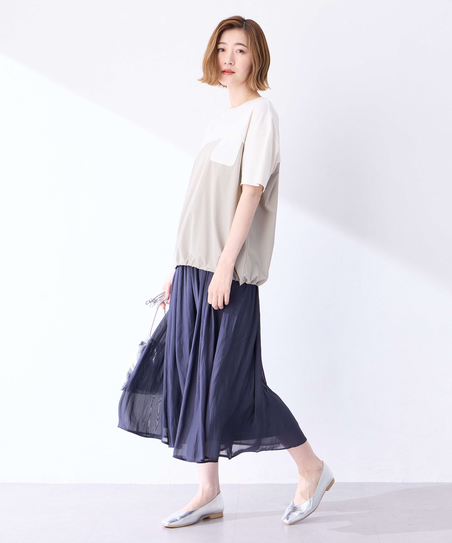 プチ オンフルール Petit Honfleur 【冷感】【UVカット】ドッキングポケットプルオーバー (グレー) グレー