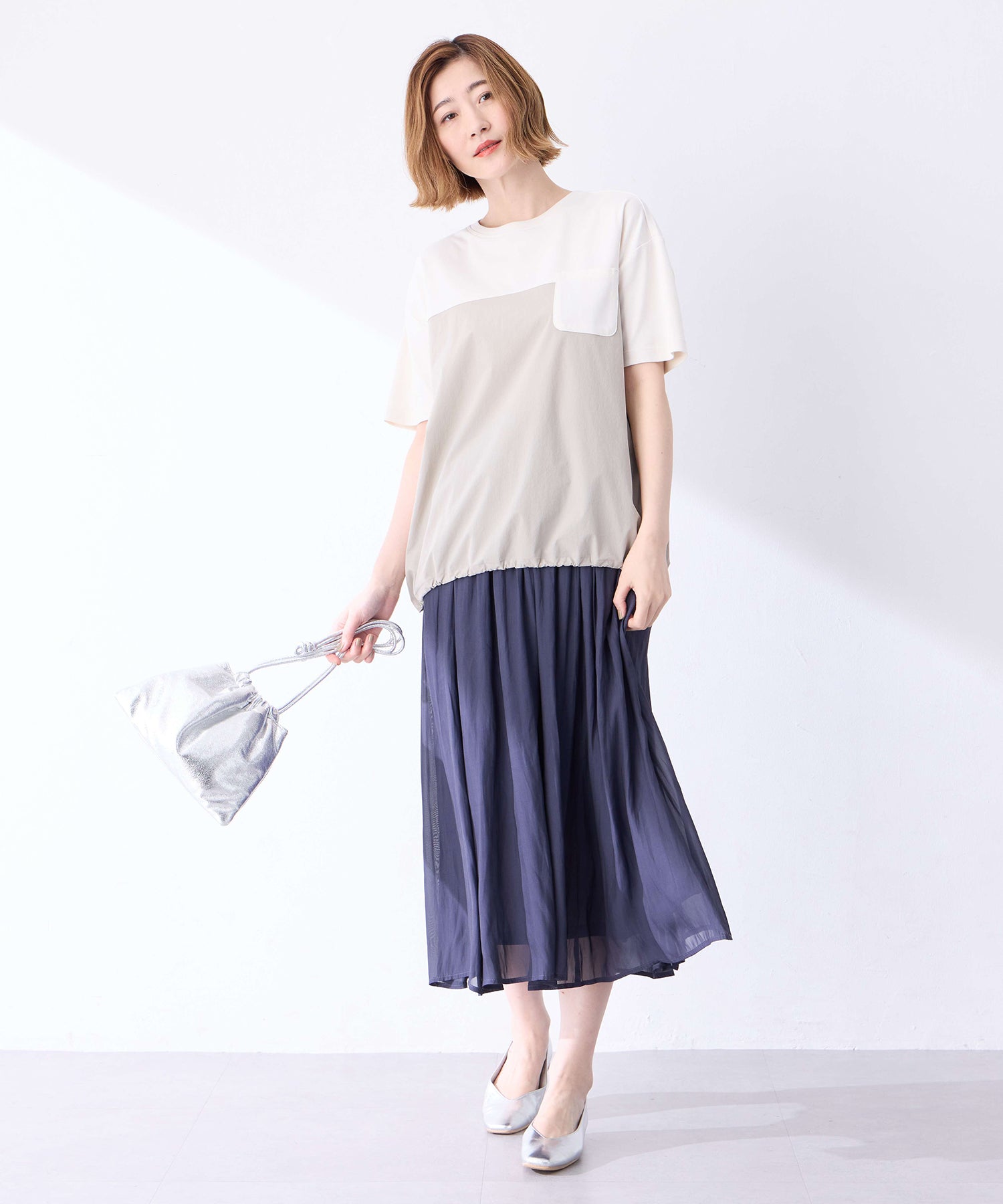 プチ オンフルール Petit Honfleur 【冷感】【UVカット】ドッキングポケットプルオーバー (グレー) グレー