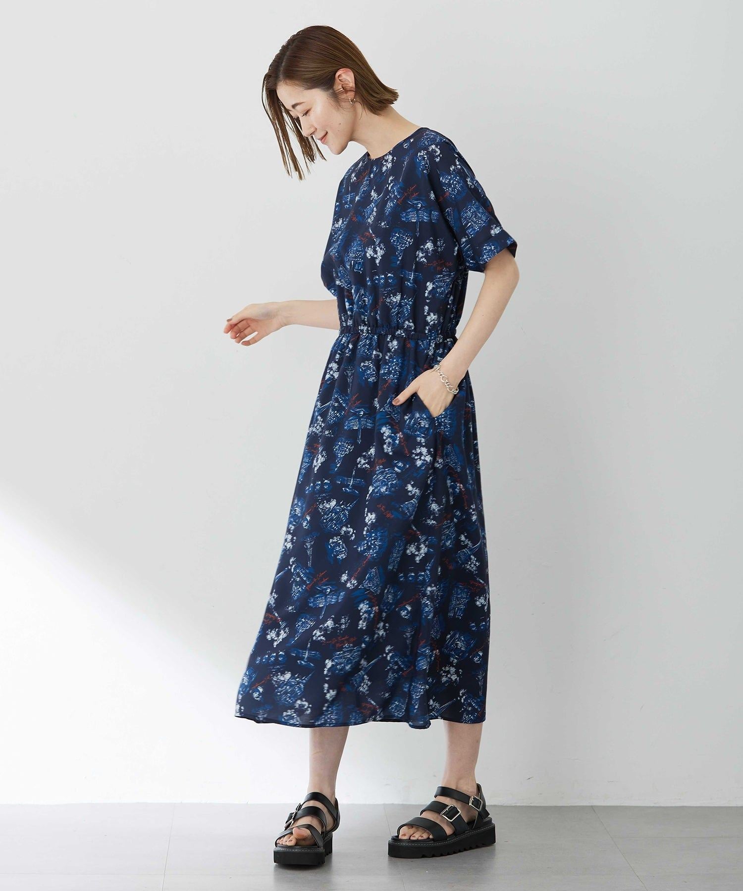 プチ オンフルール Petit Honfleur アパッシュプリントワンピース (グリーン) グリーン