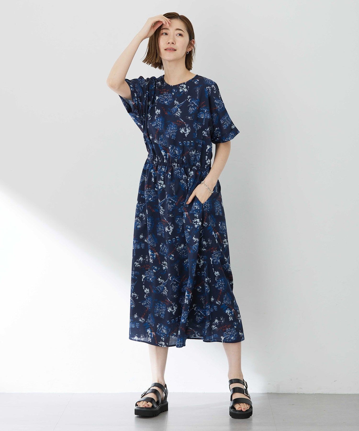 プチ オンフルール Petit Honfleur アパッシュプリントワンピース (グリーン) グリーン