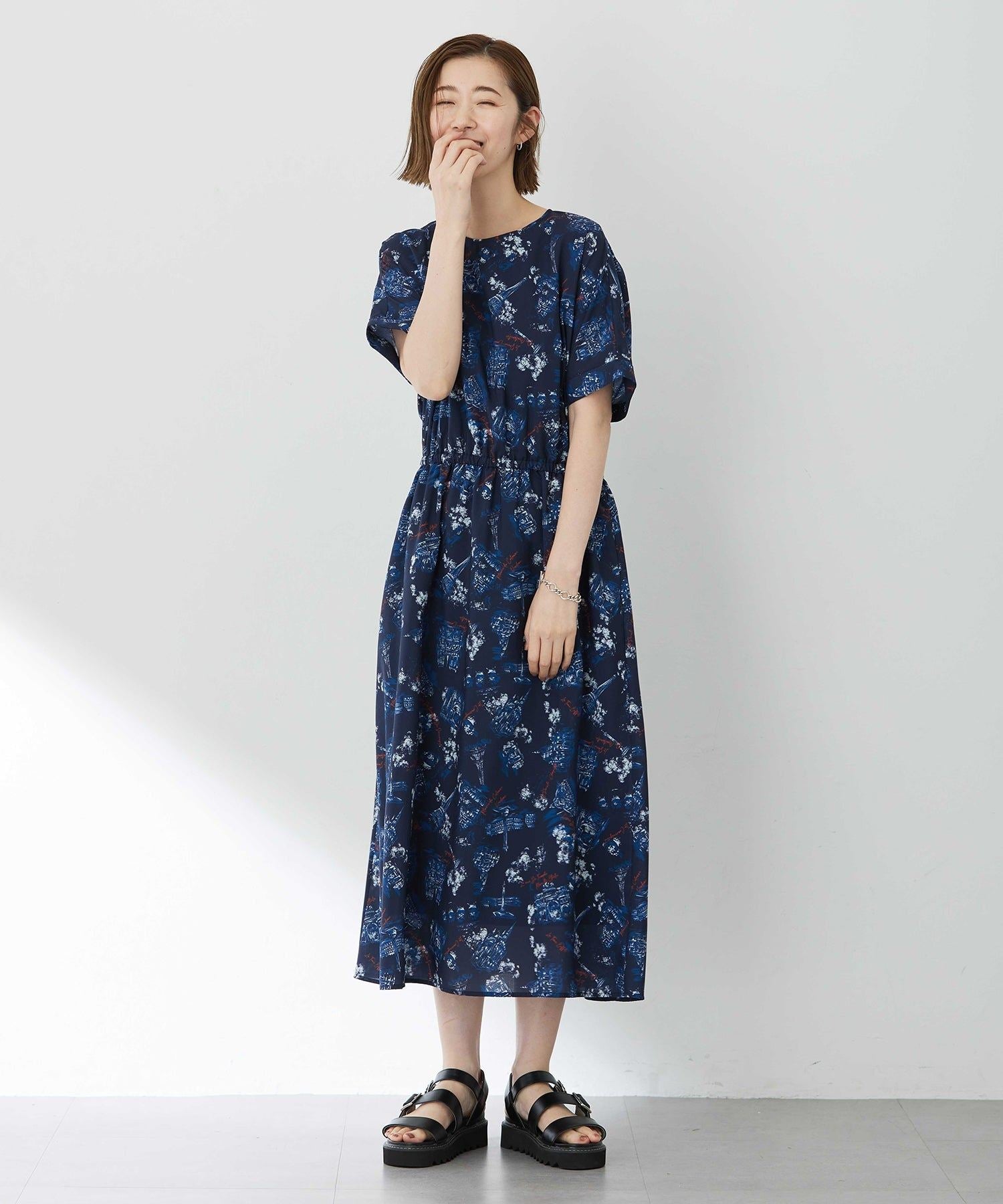 プチ オンフルール Petit Honfleur アパッシュプリントワンピース (グリーン) グリーン