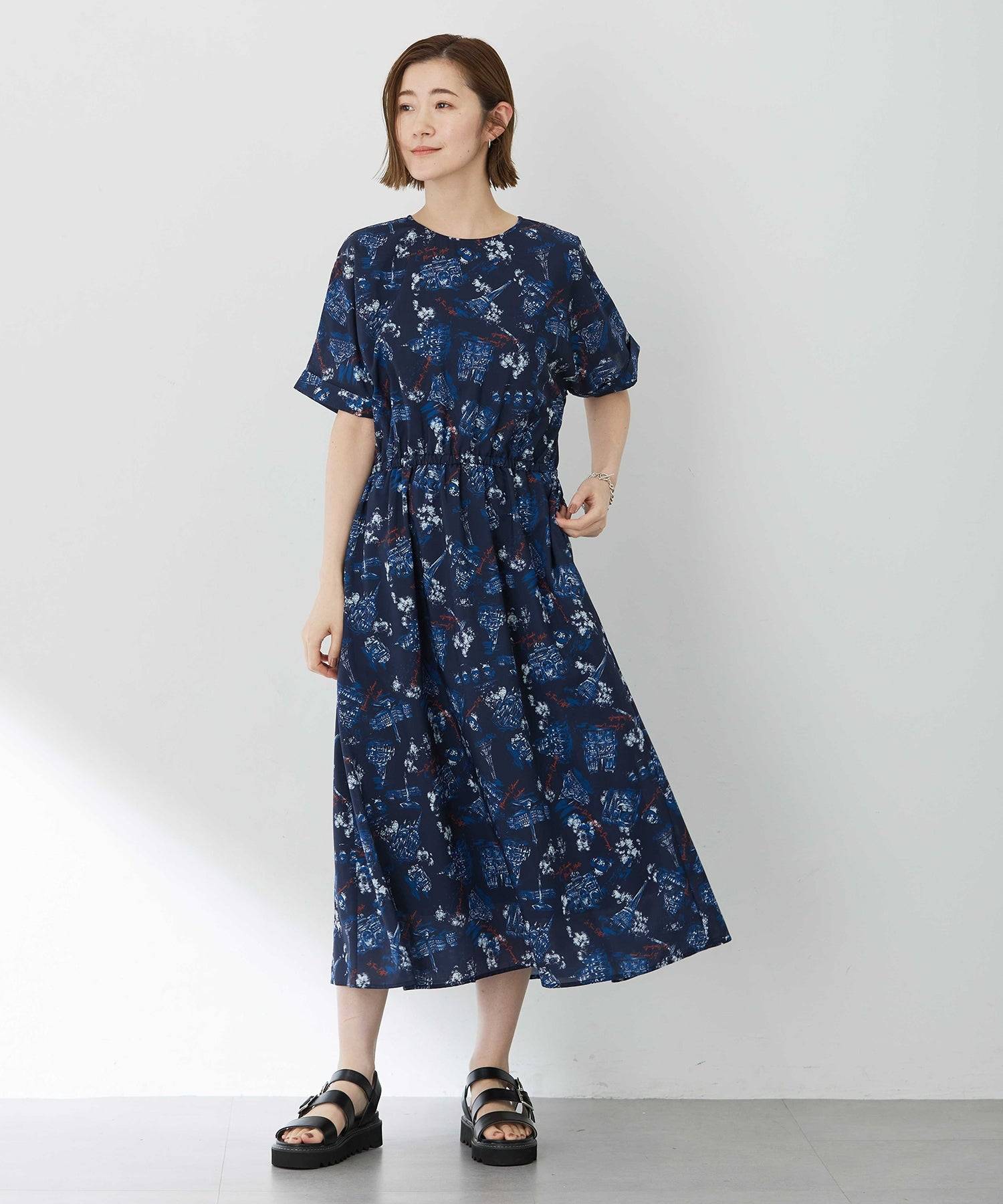 プチ オンフルール Petit Honfleur アパッシュプリントワンピース (グリーン) グリーン