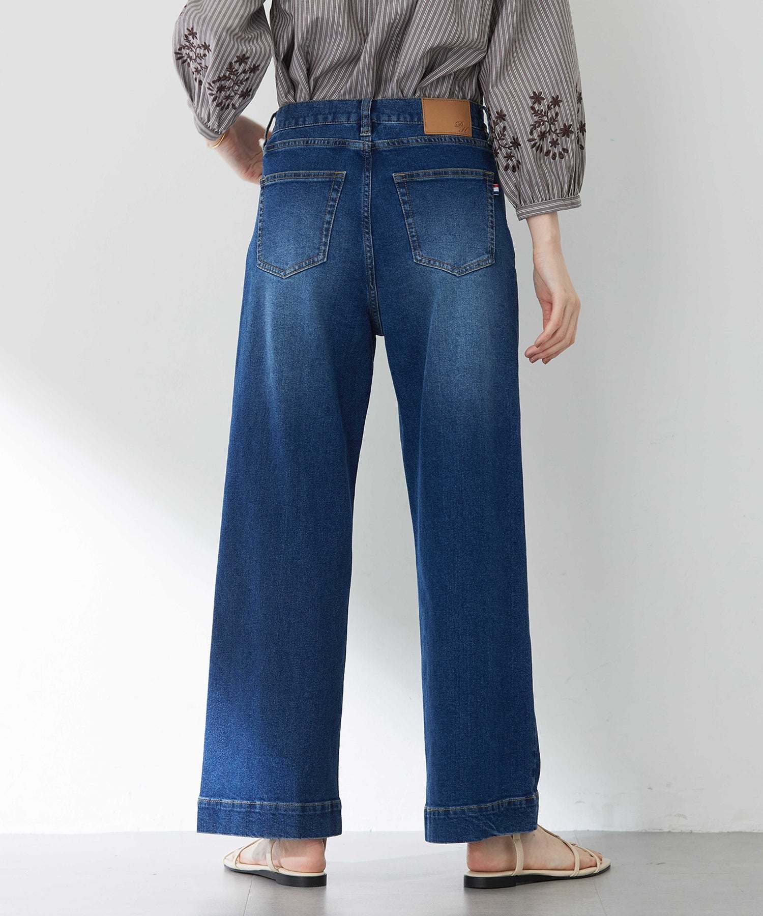 プチ オンフルール Petit Honfleur 【はっ水】ストレッチバギーデニムパンツ (ブルー) ブルー