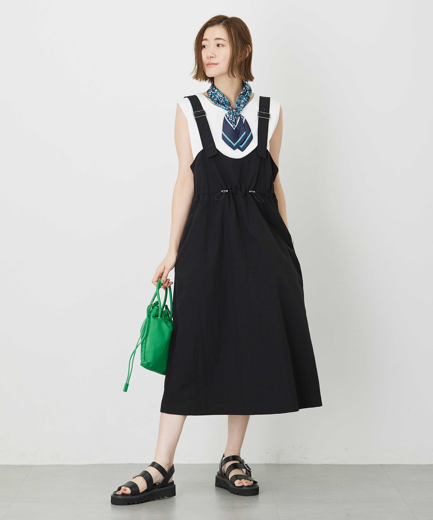 プチ オンフルール Petit Honfleur ドロストジャンパースカート (カーキ) カーキ