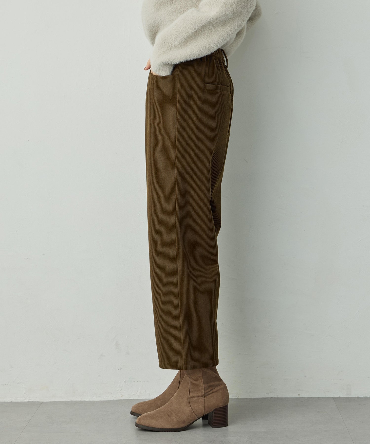 プチ オンフルール Petit Honfleur コーデュロイセミワイドパンツ (ブラック) ブラック