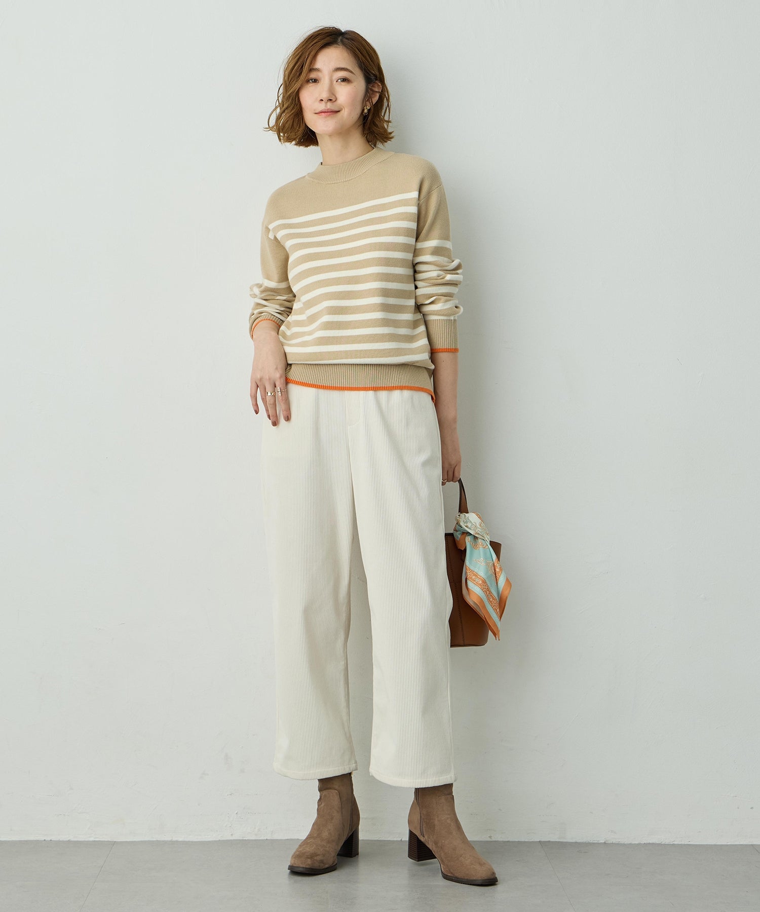 プチ オンフルール Petit Honfleur コーデュロイセミワイドパンツ (ブラック) ブラック