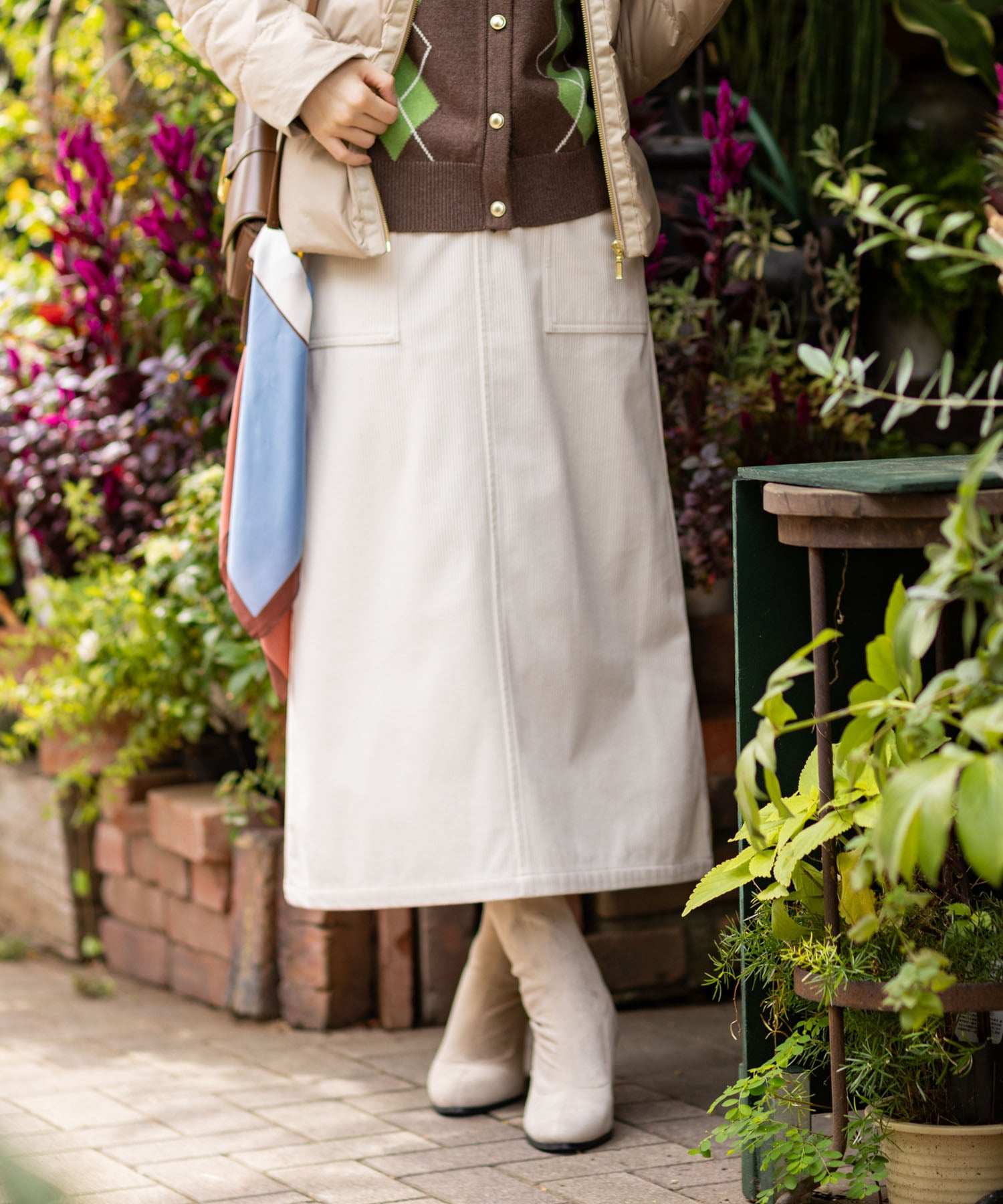 プチ オンフルール Petit Honfleur コーデュロイスカート (アイボリー) アイボリー