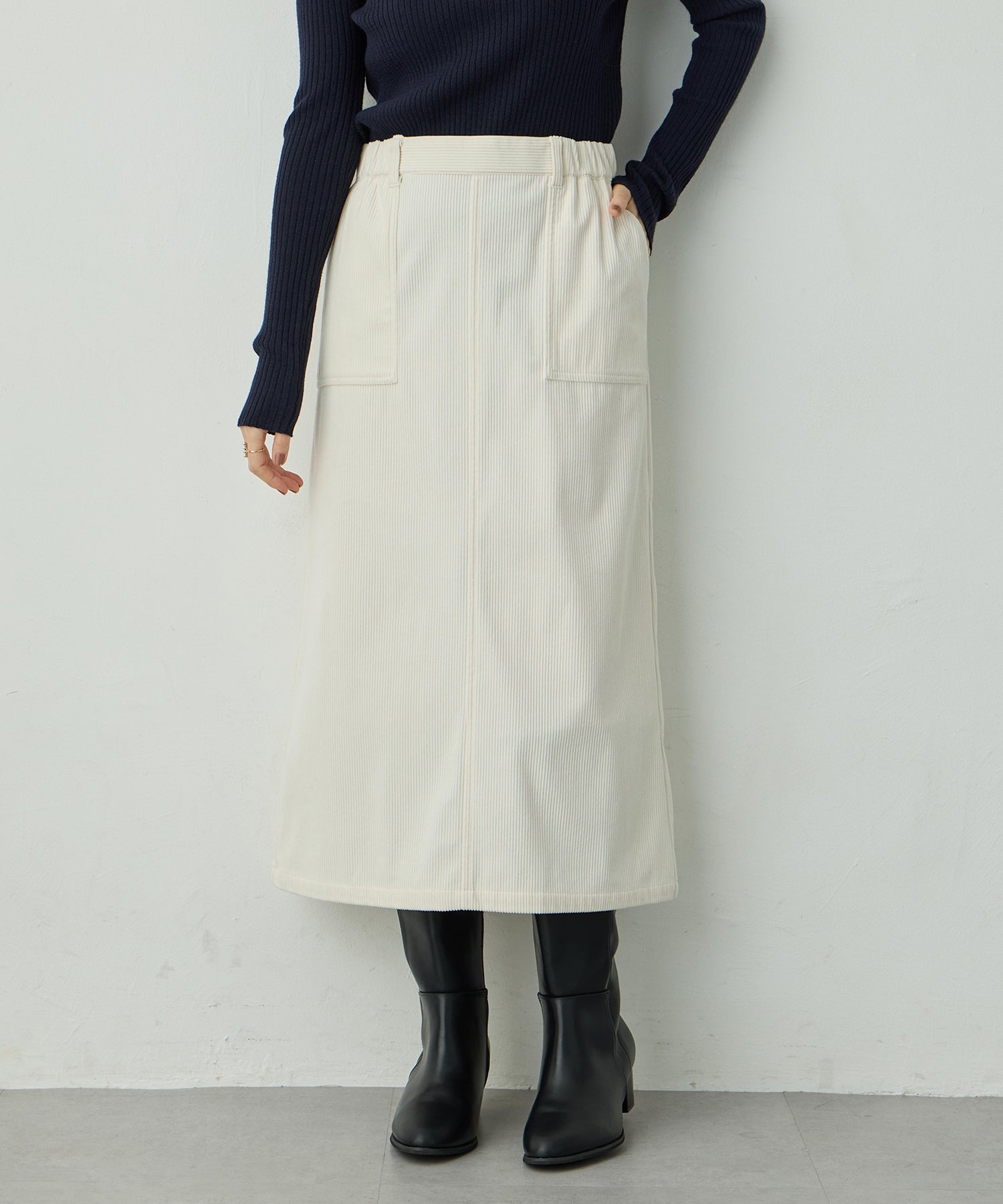 プチ オンフルール Petit Honfleur コーデュロイスカート (アイボリー) アイボリー