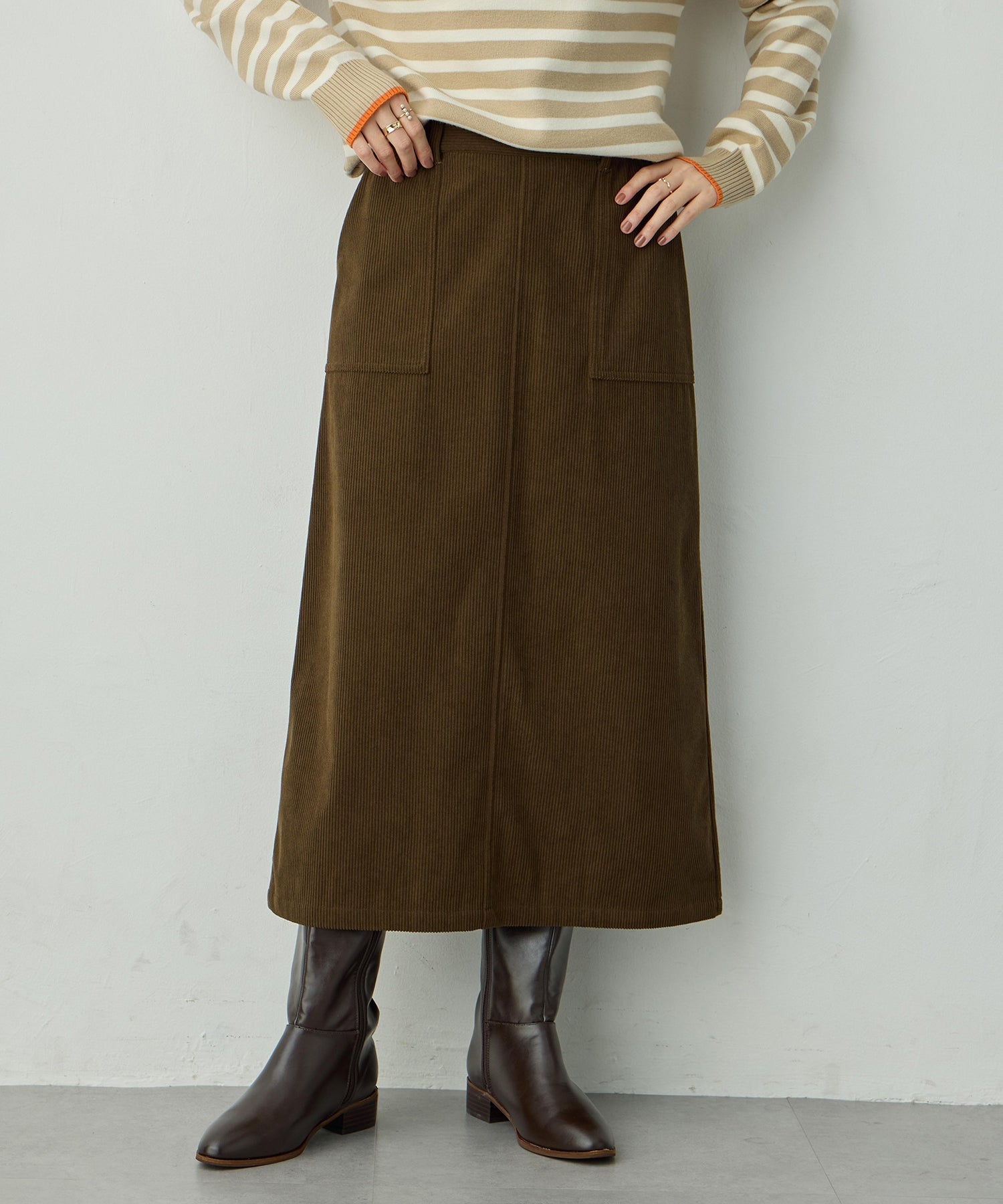 プチ オンフルール Petit Honfleur コーデュロイスカート (アイボリー) アイボリー